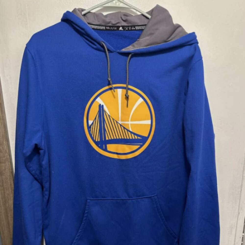 Golden State Warriors NBA Adidas Climawarm Hoodie Sweatshirt Men's Medium Blue